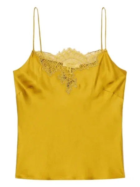 Top Twinset din dantelă galben