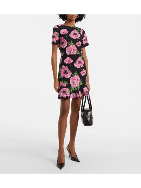 Rochie Stella Mccartney de mătase cu model floral cu volane