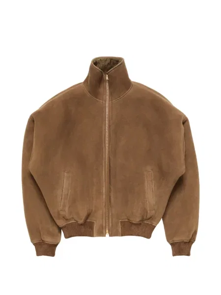 Geacă bomber Acne Studios din piele de oaie maro