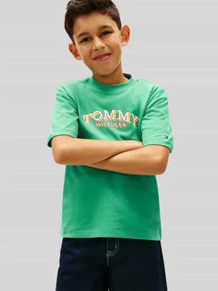T-shirt o kroju regular fit z czystej bawełny Tommy Hilfiger Teens zielona
