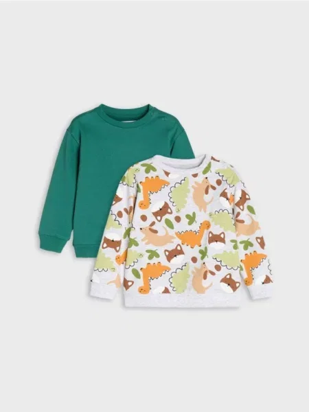 Sinsay mikiny crewneck s motivem zvířat 2 pack green spruce zelená