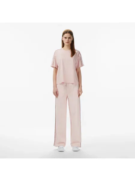 Lacoste T-Shirt Z Okrągłym Dekoltem Loose Fit jasnoróżowy