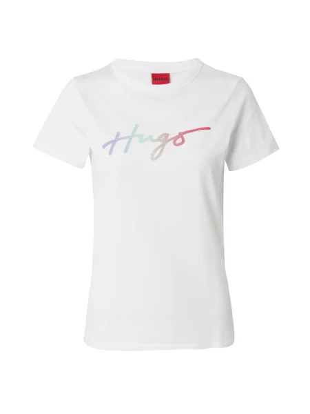 HUGO Tricou verde mentă / mov deschis / roz alb