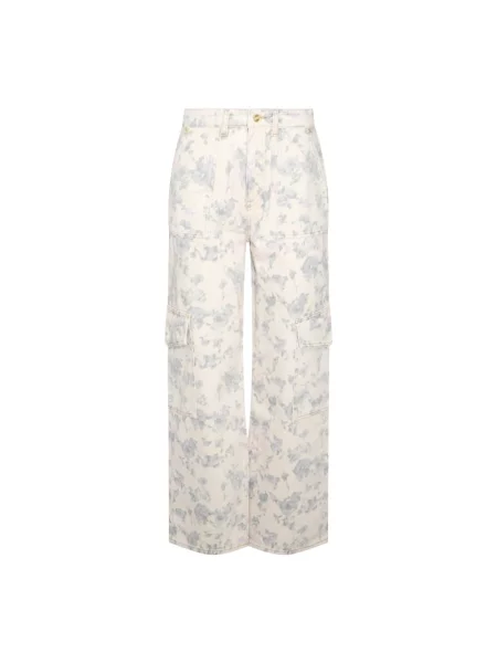 Jeansy Ganni w kwiatki szare