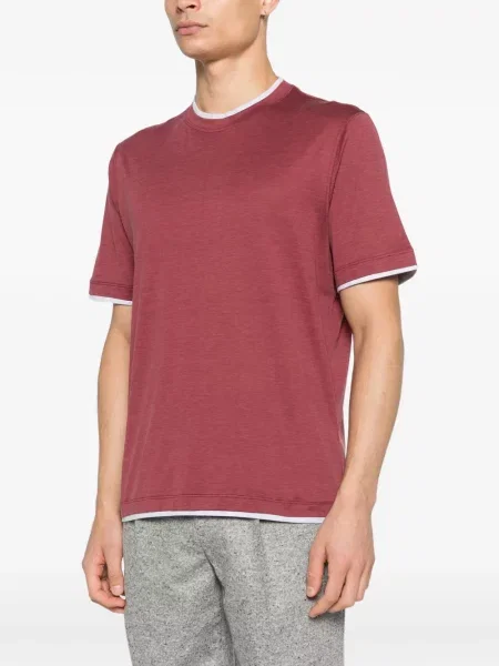 Tricou Brunello Cucinelli cu decolteu rotund roșu