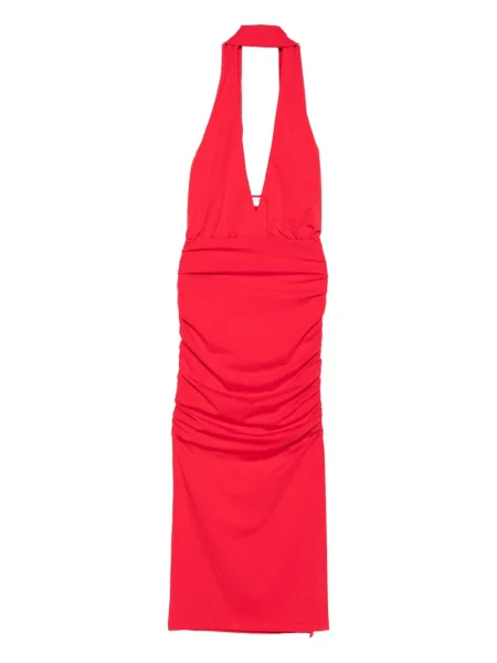 Rochie maxi Rowen Rose cu decolteu în V de costum roșu