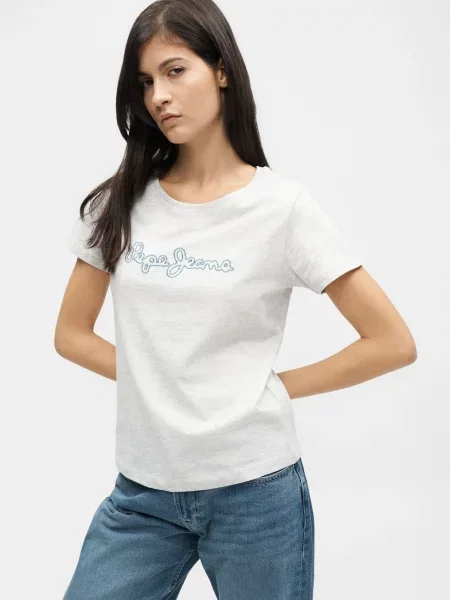 Pepe Jeans Marškinėliai opalo / šviesiai pilka