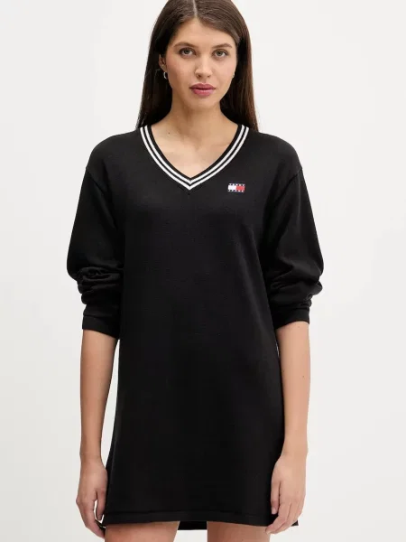 Haljina Tommy Jeans mini ravna crna