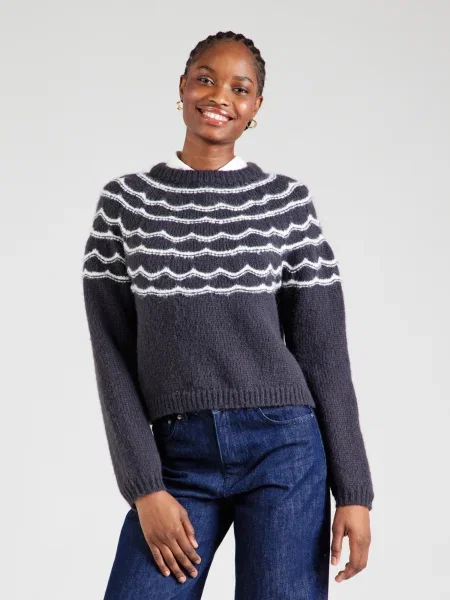 VERO MODA Pulover VMCHARMAINE gri metalic / alb