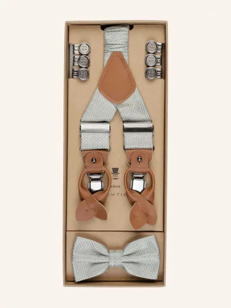 Prince Bowtie Sada: Šle A Motýlek světle zelená bílá