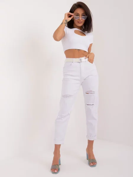 Pantaloni Fashionhunters alb