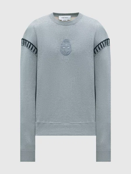 Світшот з вишивкою Skull Alexander Mcqueen сірий