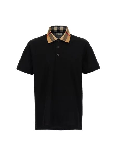Koszulka polo Burberry z krótkim rękawem czarna