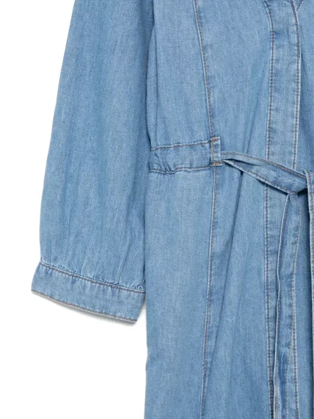Rochie din denim Ba&sh cu decolteu în V de costum albastru