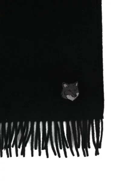 Siuvinėtas vilnonis šalikas Maison Kitsuné juoda