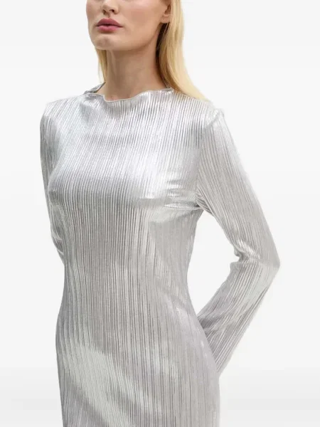 Rochie maxi Never Fully Dressed lungă de costum argintiu