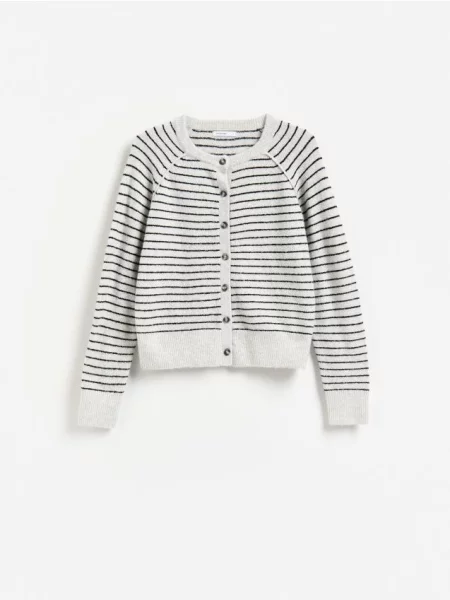 Reserved Cardigan în dungi deschis gri