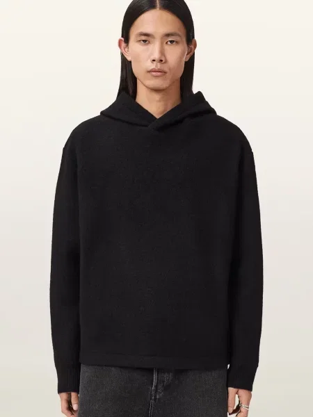 Вовняна толстовка Allsaints чорна