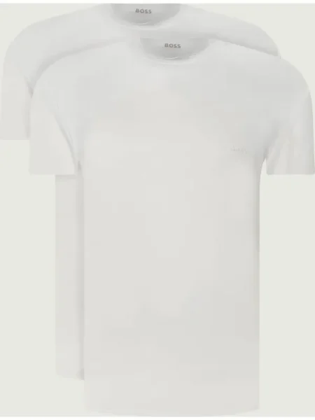 BOSS BLACK Tricou RN 2P Rib alb