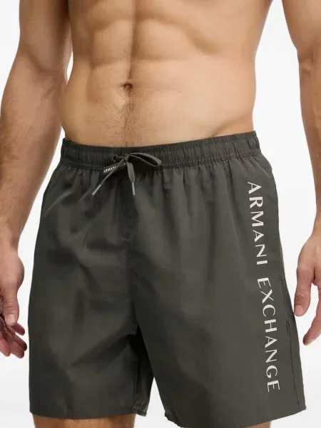 Slip de baie Armani Exchange cu imagine cu cordon gri