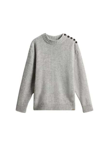 Sweter Woolrich wełniany szary