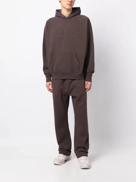 Суичър с качулка Fear Of God Essentials с принт кафяво