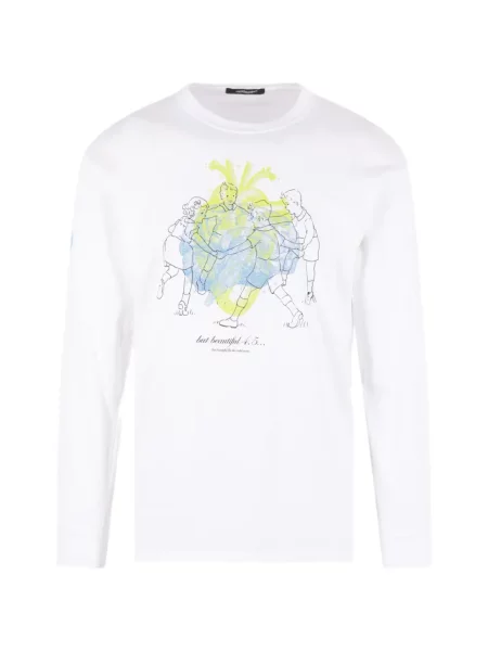Tricou Undercover cu imagine lung alb