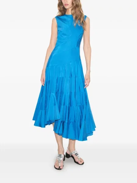 Rochie Tory Burch de mătase evazată albastru