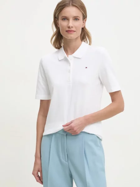 Тениска с яка Tommy Hilfiger бяло