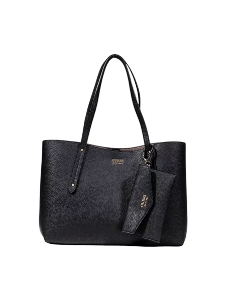 Duża shopperka Guess skórzana czarna