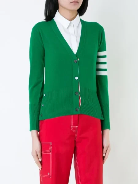 Cardigan Thom Browne din cașmir cu decolteu în V verde