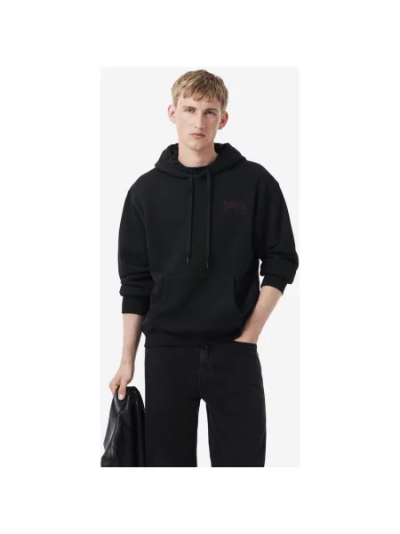 Bluza z kapturem Lacoste Embroidered Branding bordowy M czarny
