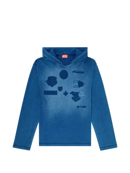 Lung tricou Diesel cu petice albastru