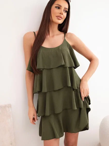 Rochie mini Kesi Włoski cu volane cu bretele