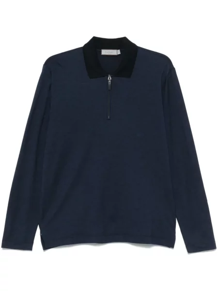 Polo Canali din jerseu albastru