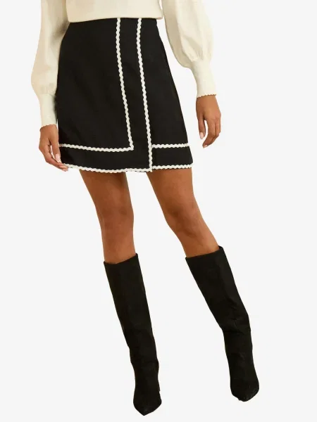 Love & roses Fustă negru alb