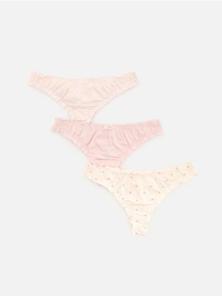 Reserved Set de 3 perechi de chiloți tanga roz-pastel roz