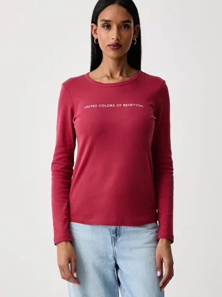 United Colors of Benetton tričko s dlouhým rukávem červené