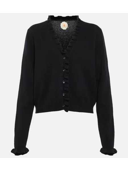 Cardigan Jardin Des Orangers de lână cu volane negru