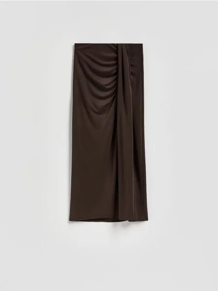 Reserved Spódnica z modalem ciemnobrązowy