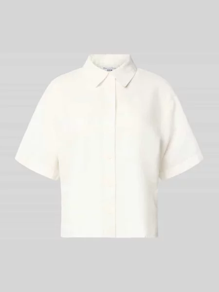 Bluzka koszulowa o kroju regular fit z mieszanki lnu i bawełny Marc O'polo Denim biała