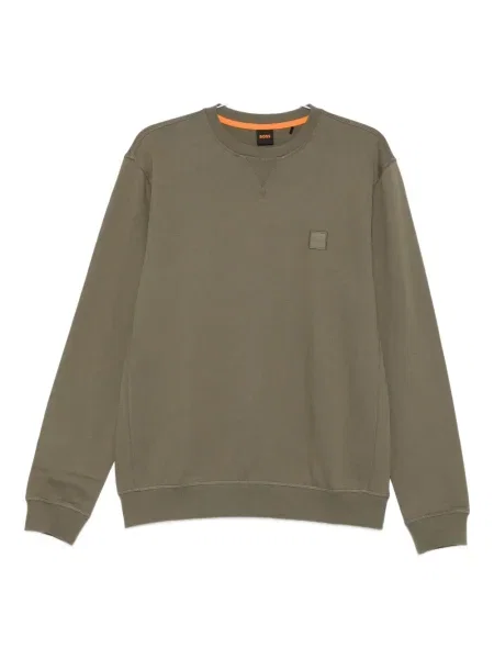 Pulover Boss cu decolteu rotund verde