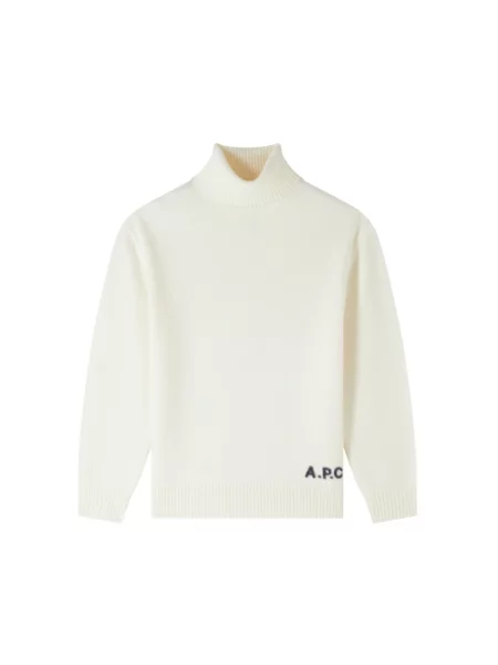 Sweter A.p.c. wełniany do golfa retro beżowy