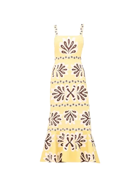 Rochie midi Alexis cu imagine galben