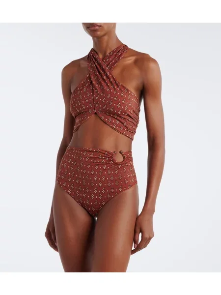 Top Johanna Ortiz s potlačou s halter výstrihom oranžová