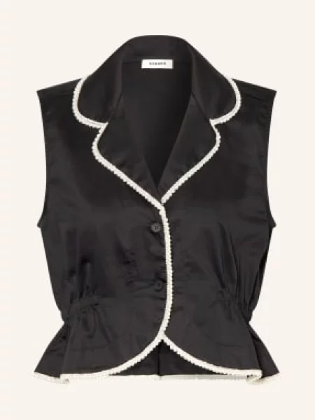 Sandro Kamizelka Blezerowa Z Ozdobnymi Perełkami I Kamieniami schwarz czarna