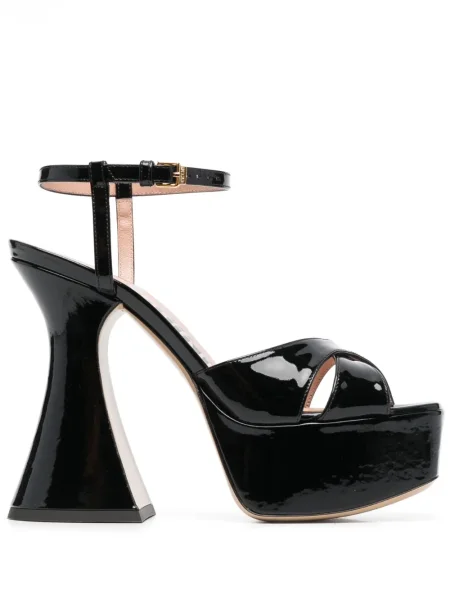 Sandale Moschino din piele cu platformă de lac negru