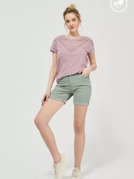 Pantaloni scurți Moodo din lyocell kaki