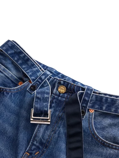 Cu centură blugi cu picior larg Sacai albastru