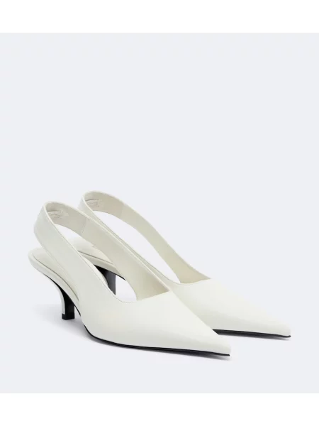 Pantofi cu toc Toteme din piele slingback alb